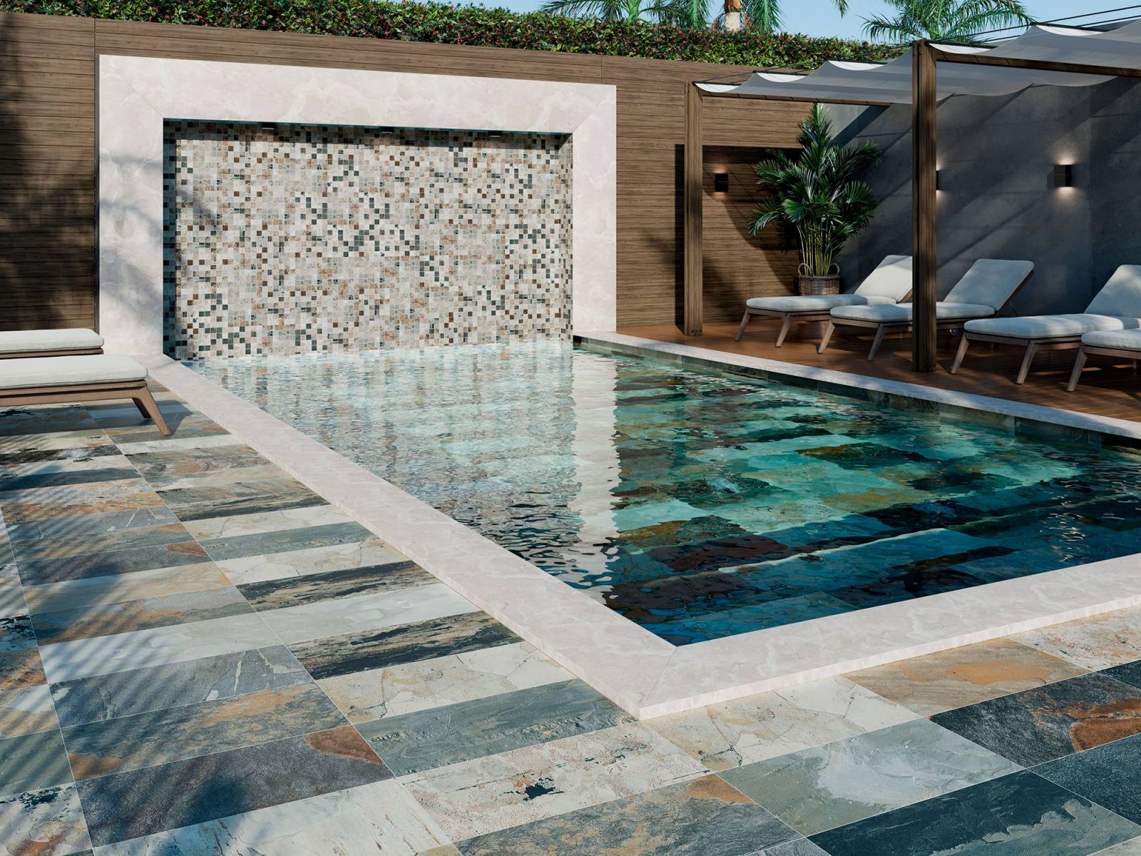 Envie de changer le style de votre piscine ? Le carrelage effet pierre de Bali sera idéal
