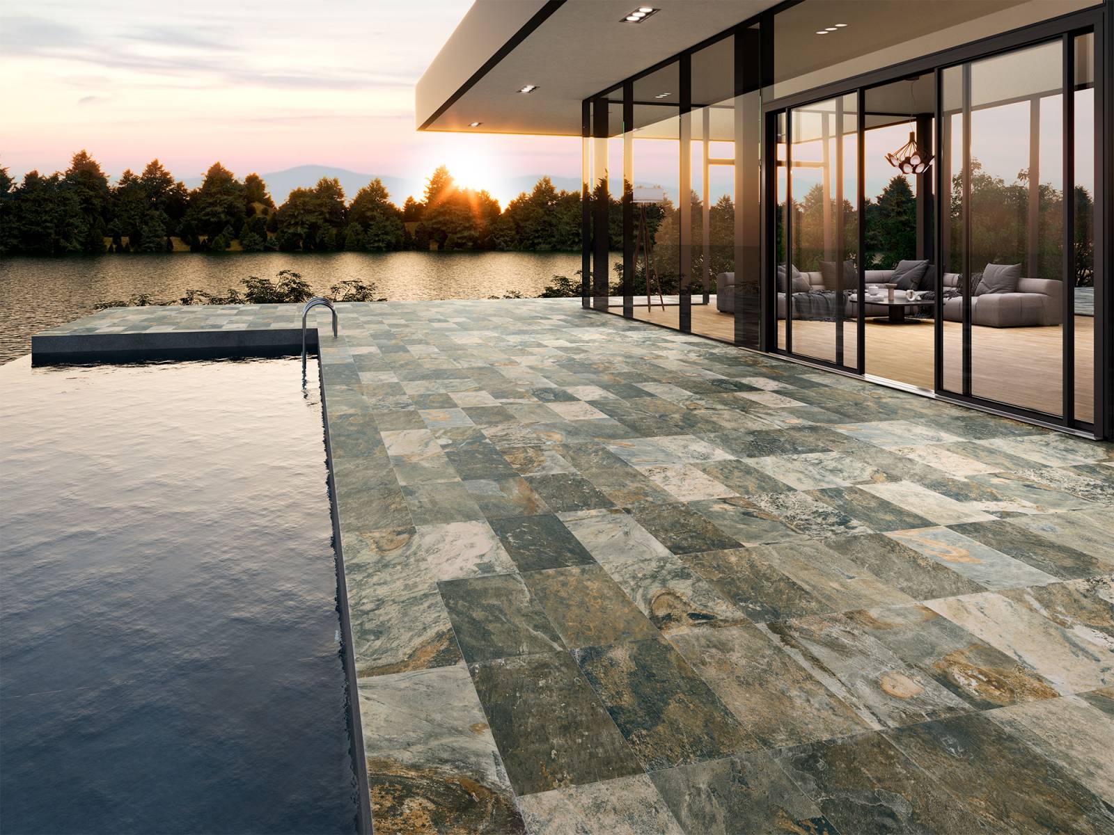 Envie de changer le style de votre piscine ? Le carrelage effet pierre de Bali sera idéal