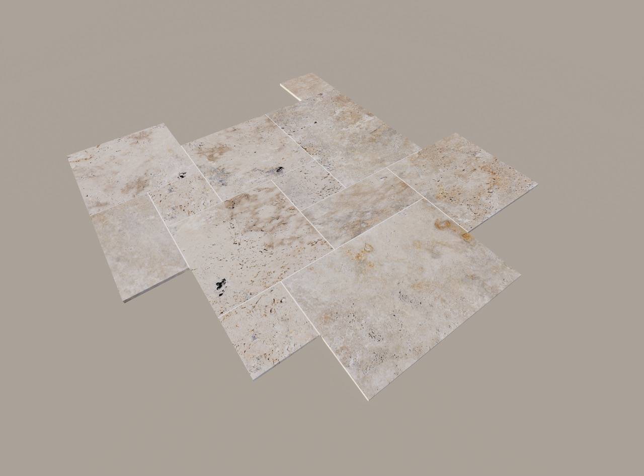 travertin second choix light mix aux nuances claires posé à Dijon – pierre naturelle pour sol et terrasse au style authentique et chaleureux.