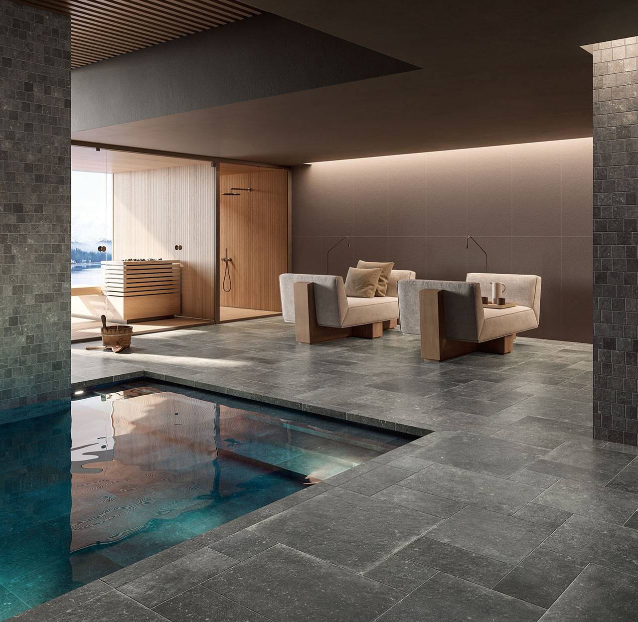 Carrelage Port-de-Bouc effet pierre ardenne nero