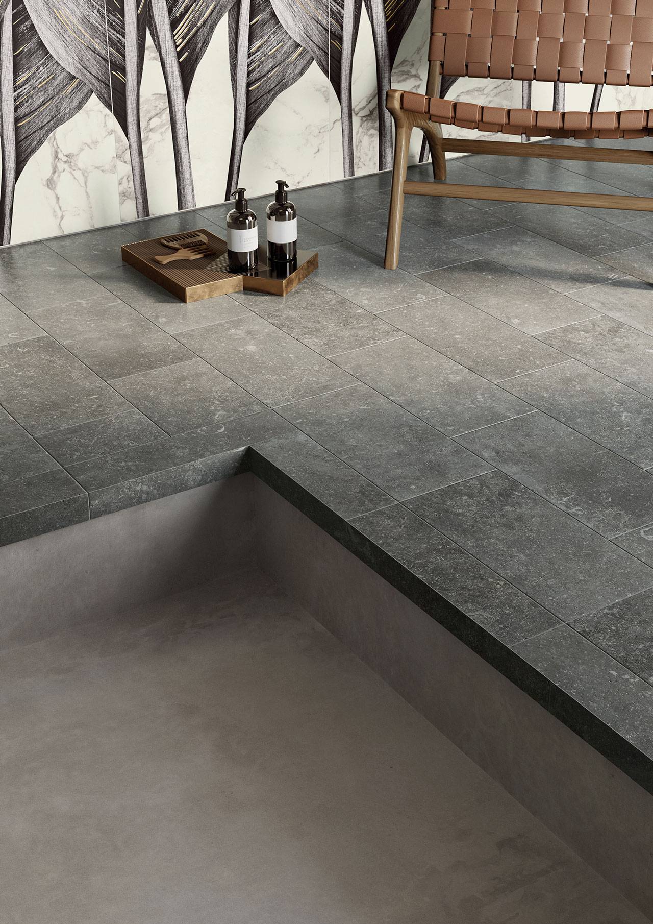 Carrelage Port-de-Bouc effet pierre ardenne nero