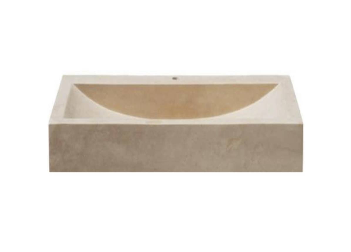 vasque en travertin, à poser rectangulaire avec trou pour robinet en travertin Montpellier