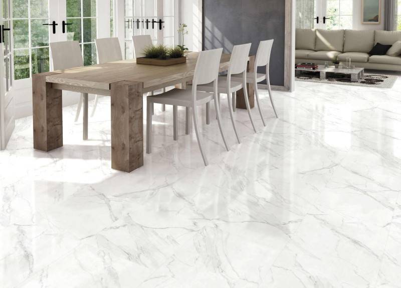 carrelage effet marbre blanc 60X60 brillant rectifié  Gamme Naos idéal intérieur de maison de chez eos carrelage frejus